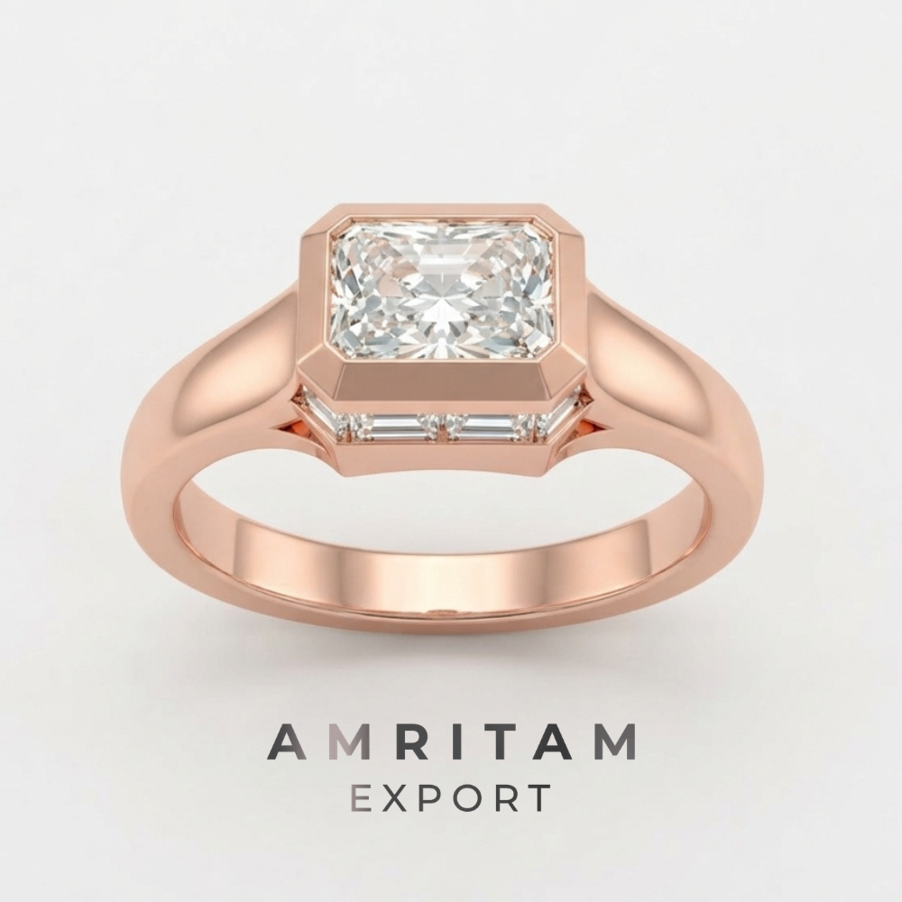 Lab-Grown Diamond Radiant Bezel Statement Men's Ring