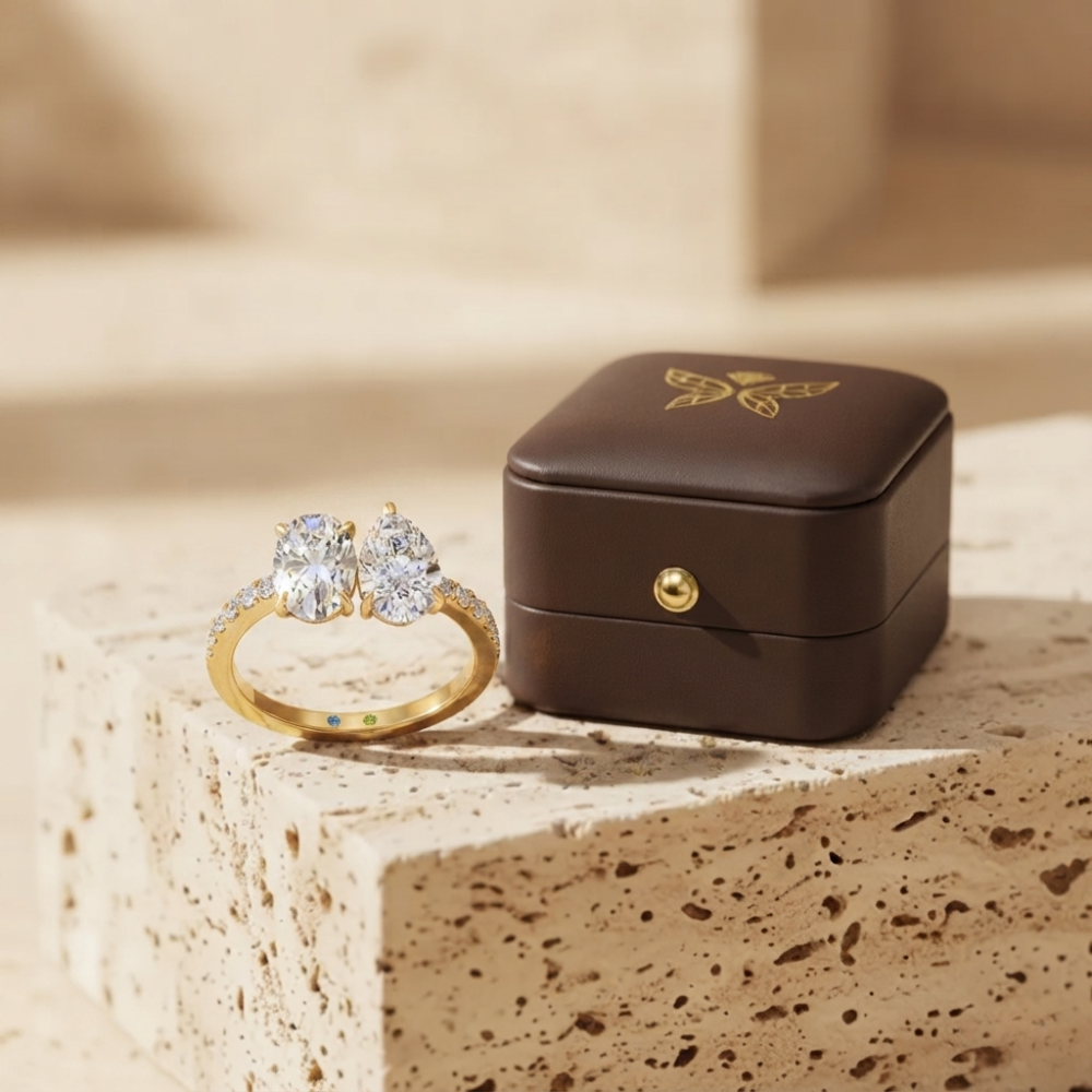 The Luminous Toi et Moi Oval & Pear Cut Double Stone Statement Ring