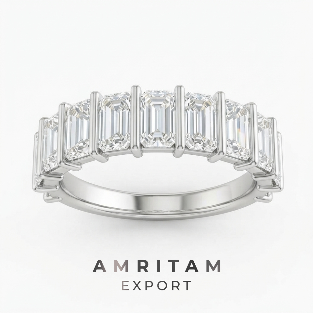 The Luminous Emerald Cut Wedding Band