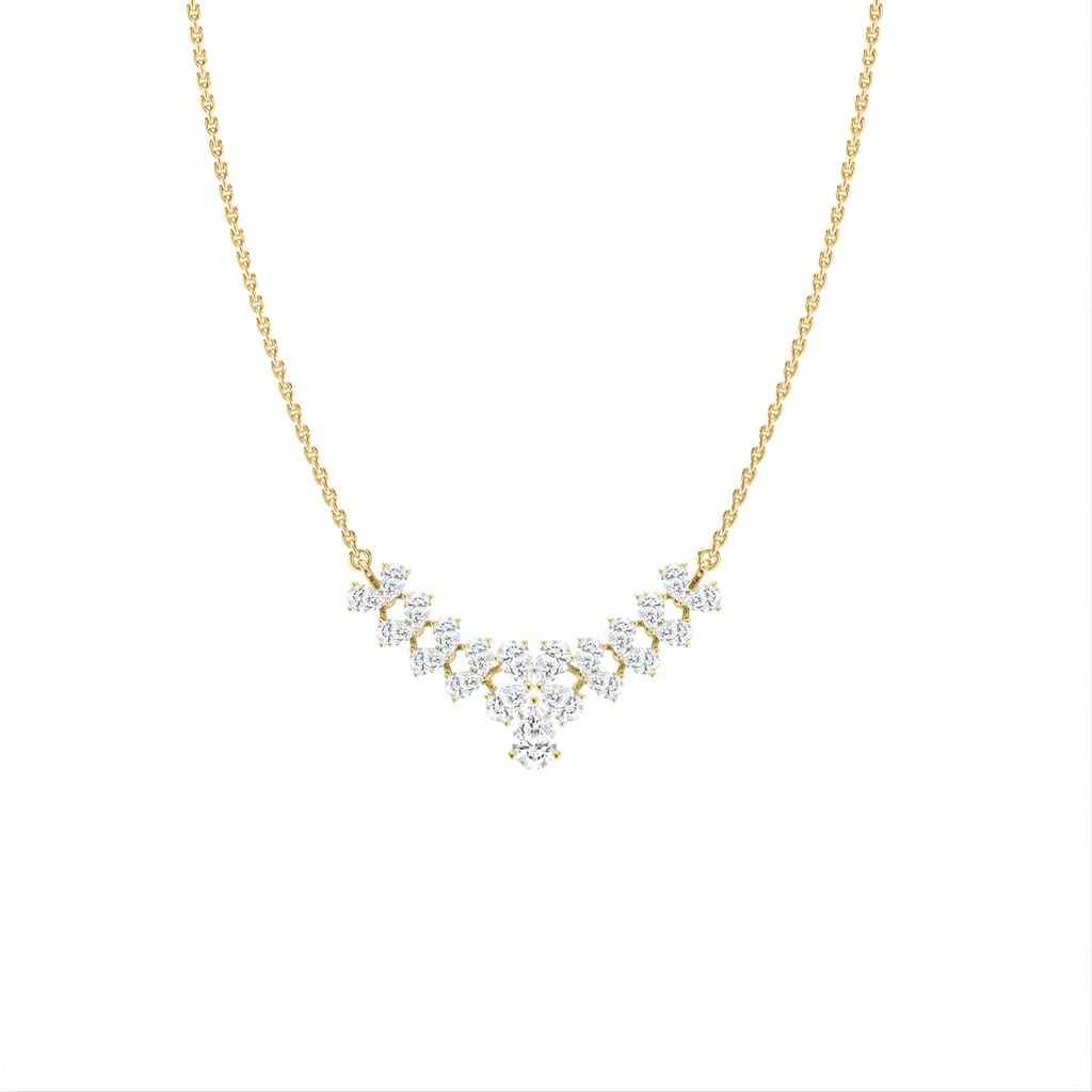 Elegant V-Shape CVD Diamond Necklace – 925 Silver