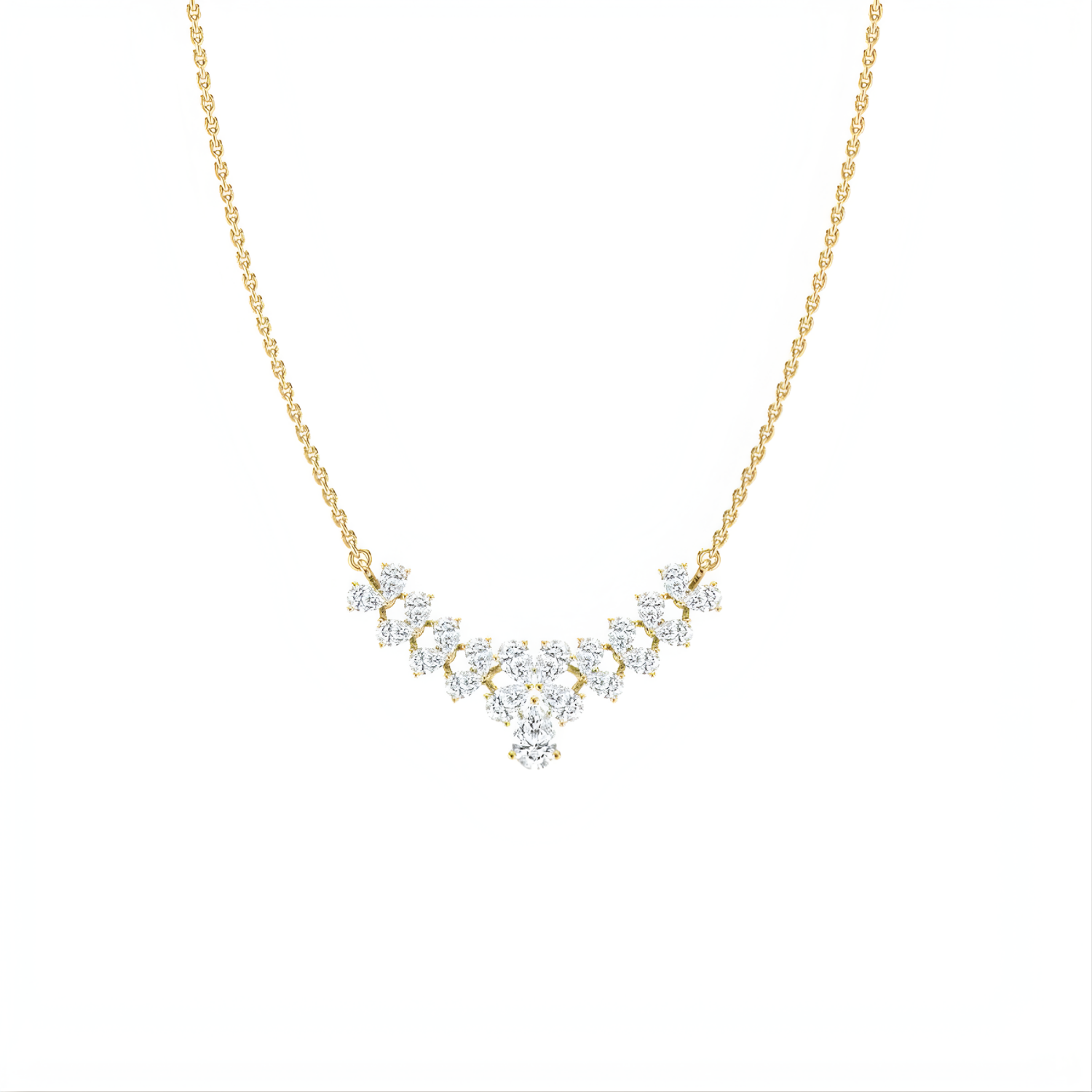 Elegant V-Shape CVD Diamond Necklace – 925 Silver