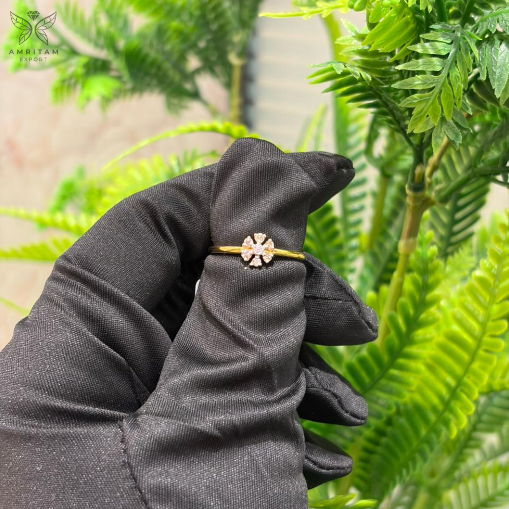 Round Floral Yellow Gold Statement Ring