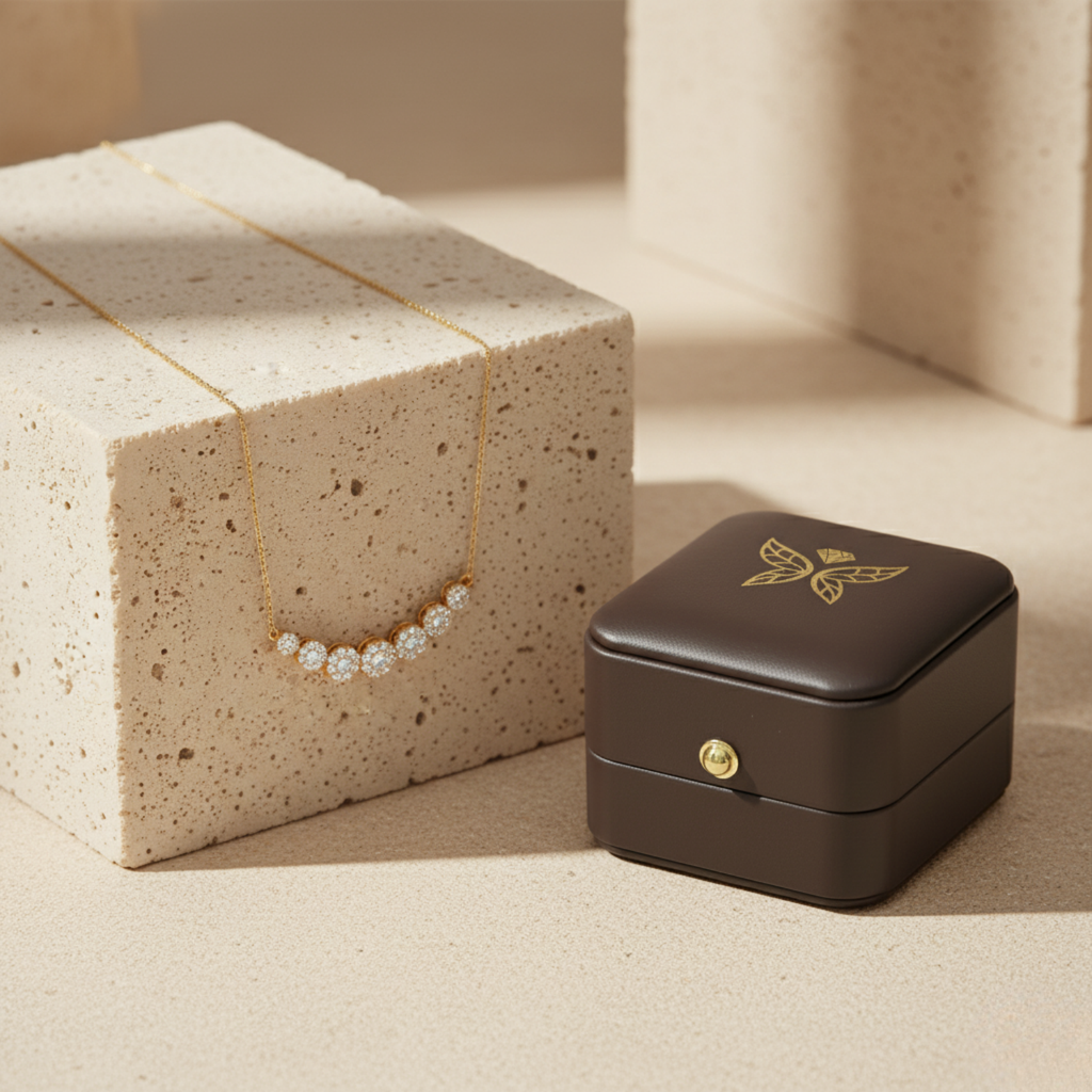 Round Cluster CVD Diamond Necklace – 925 Silver