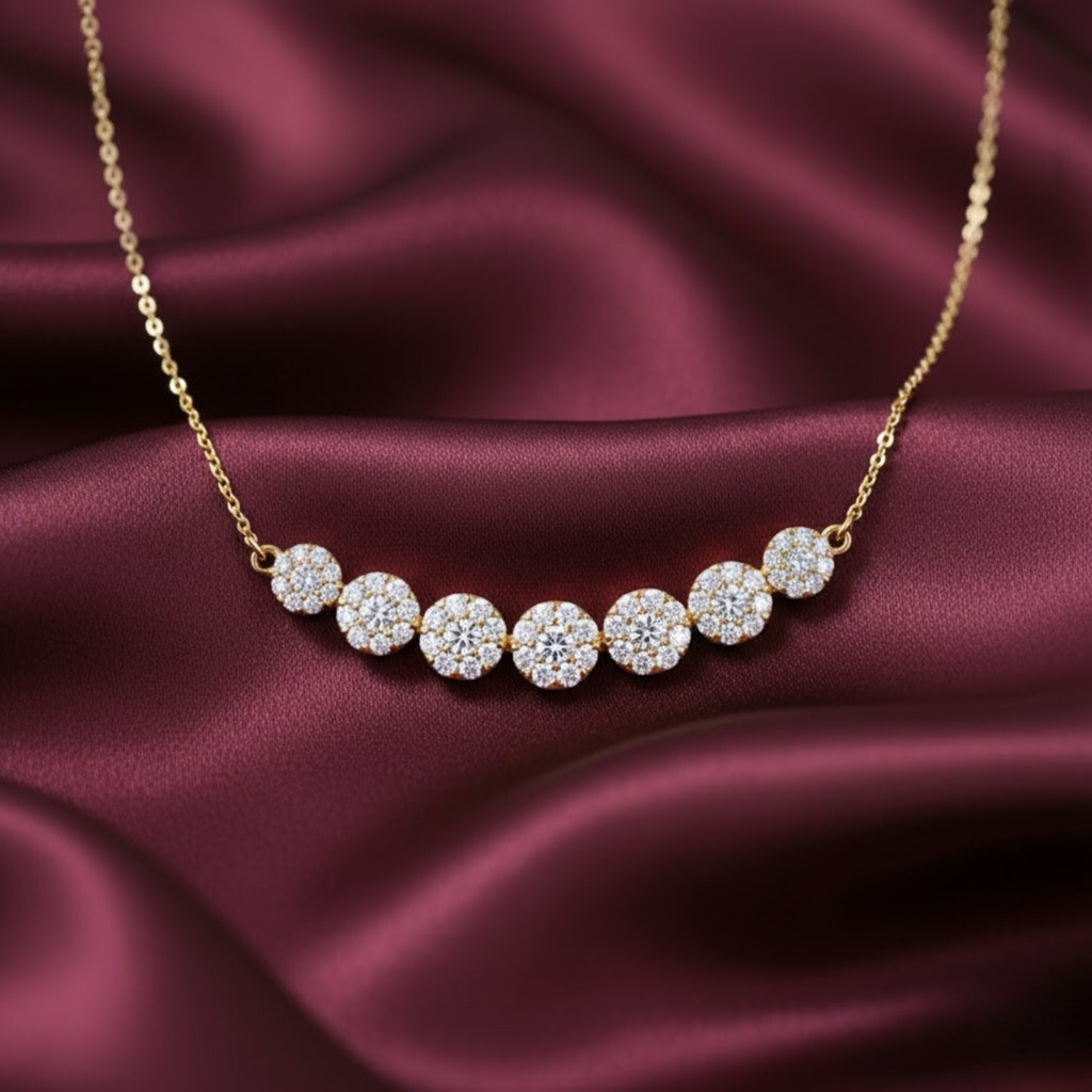 Round Cluster CVD Diamond Necklace – 925 Silver