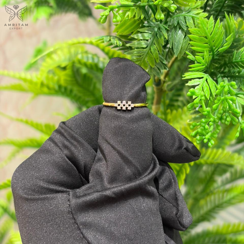 Triple-Column Stacked Yellow Gold Statement Ring