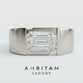 Lab-Grown Diamond Men’s East-West Bezel Ring | Emerald Cut Bold Architectural Signet Ring