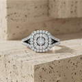 The Luminous Double-Halo Cushion Cluster Statement Ring