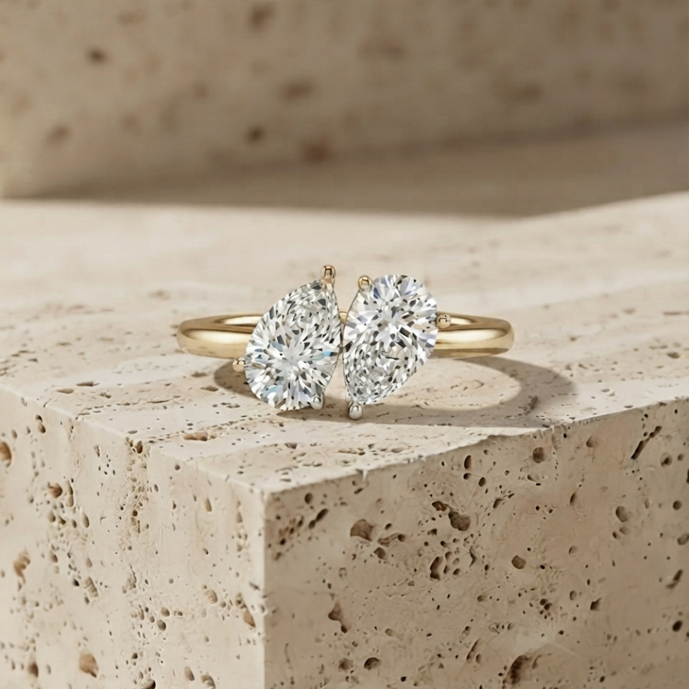 The Luminous Double Pear-Cut Toi et Moi Statement Ring
