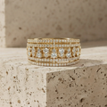 The Majestic Royal Crown Round Diamond Multi-Row Statement Ring