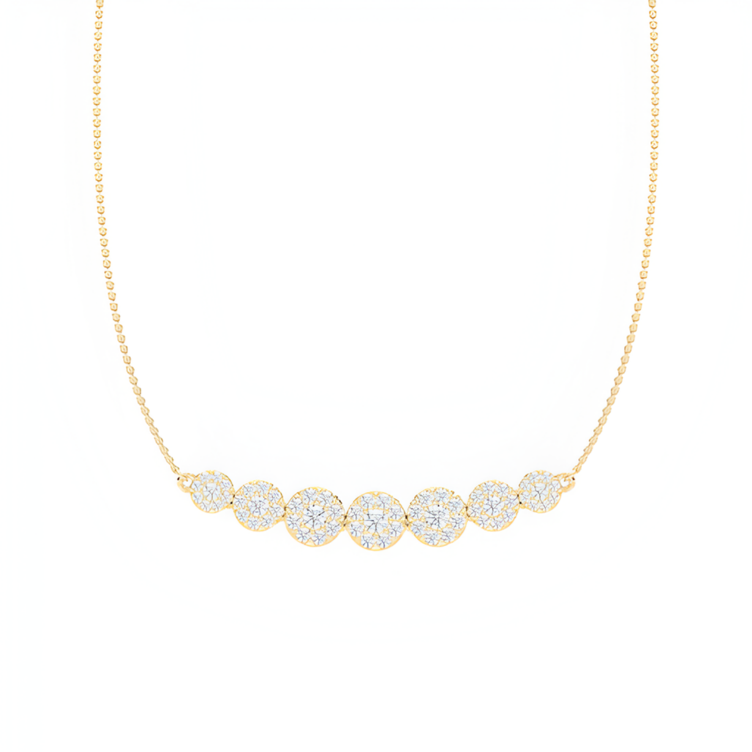 Round Cluster CVD Diamond Necklace – 925 Silver