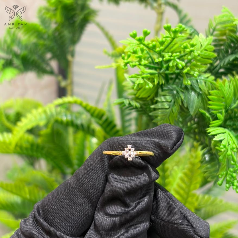 Asymmetric Square Diamond Rose Gold Statement Ring