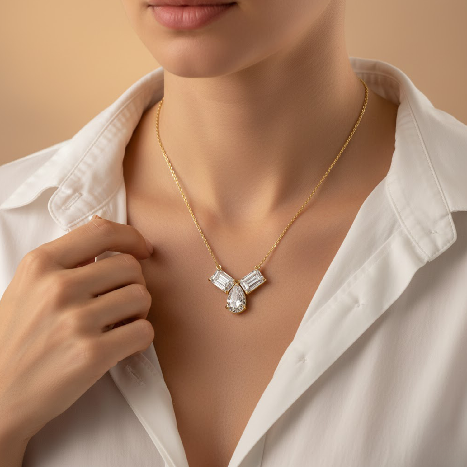 Pear Drop CVD Diamond Pendant – 925 Silver