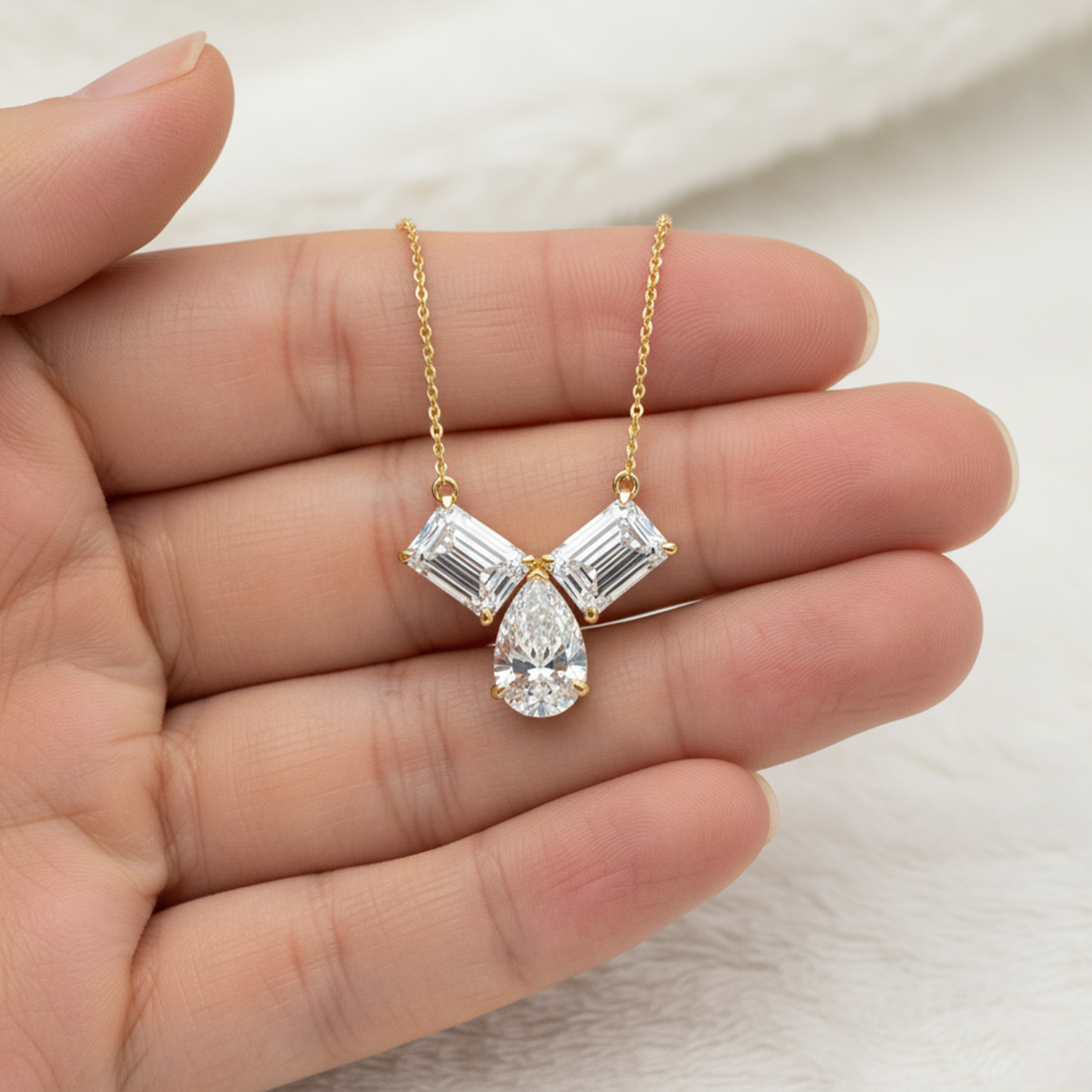 Pear Drop CVD Diamond Pendant – 925 Silver