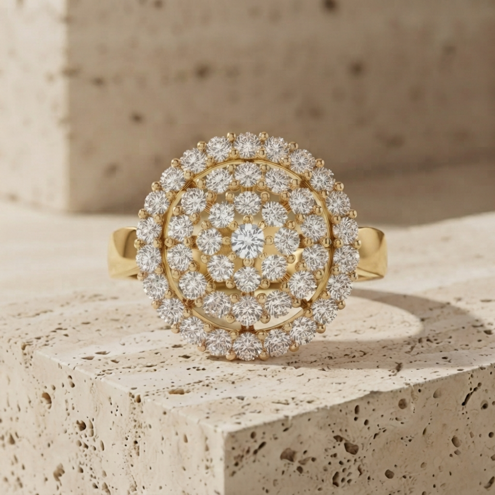 The Luminous Floral Cluster Statement Ring