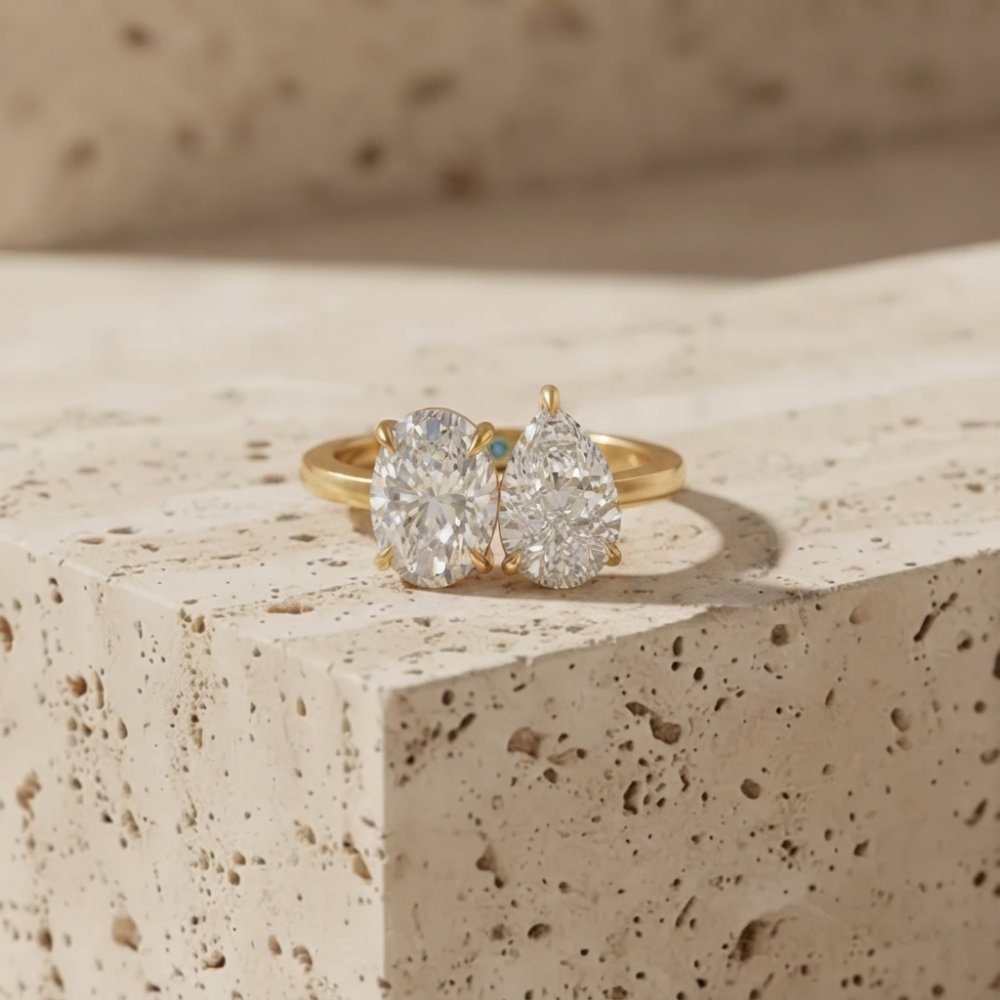 The Luminous Toi et Moi Oval & Pear Cut Double Stone Statement Ring