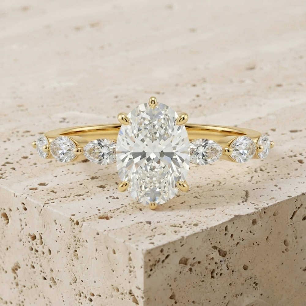 The Luminous Horizontal Oval & Marquise Diamond Statement Ring
