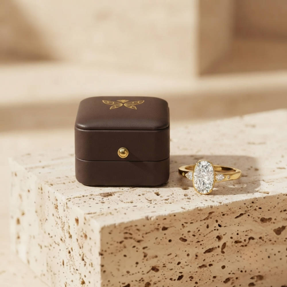 The Ethereal Horizon Oval and Pear Accent Diamond Ring