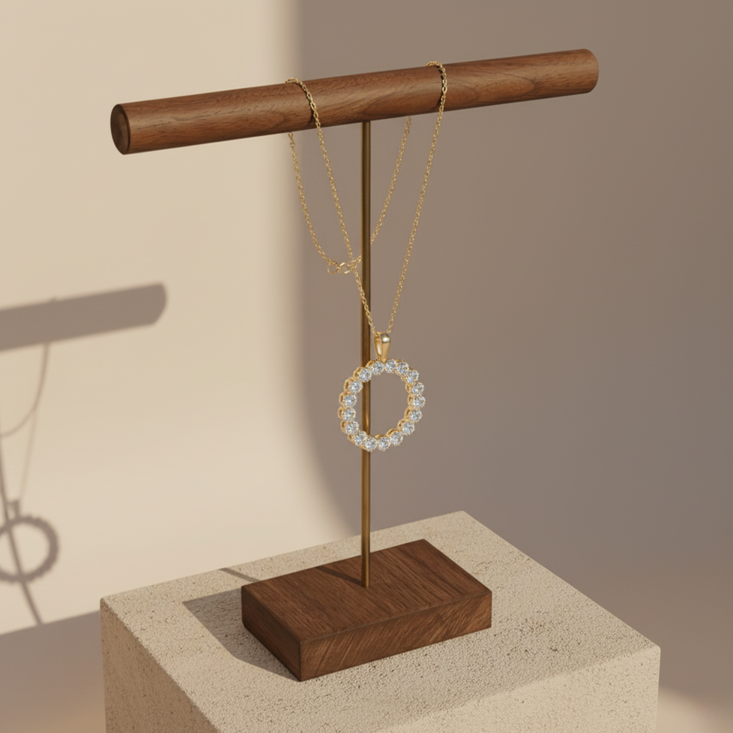 Round Halo Circle Pendant – 925 Silver CVD Diamond Necklace