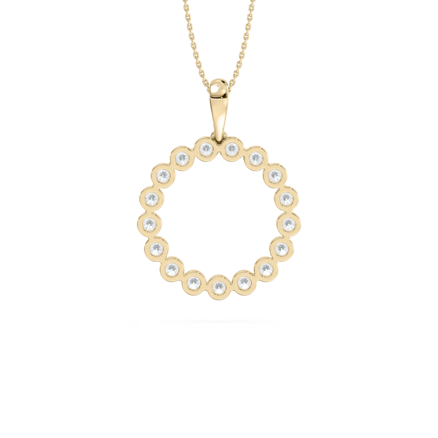 Round Halo Circle Pendant – 925 Silver CVD Diamond Necklace