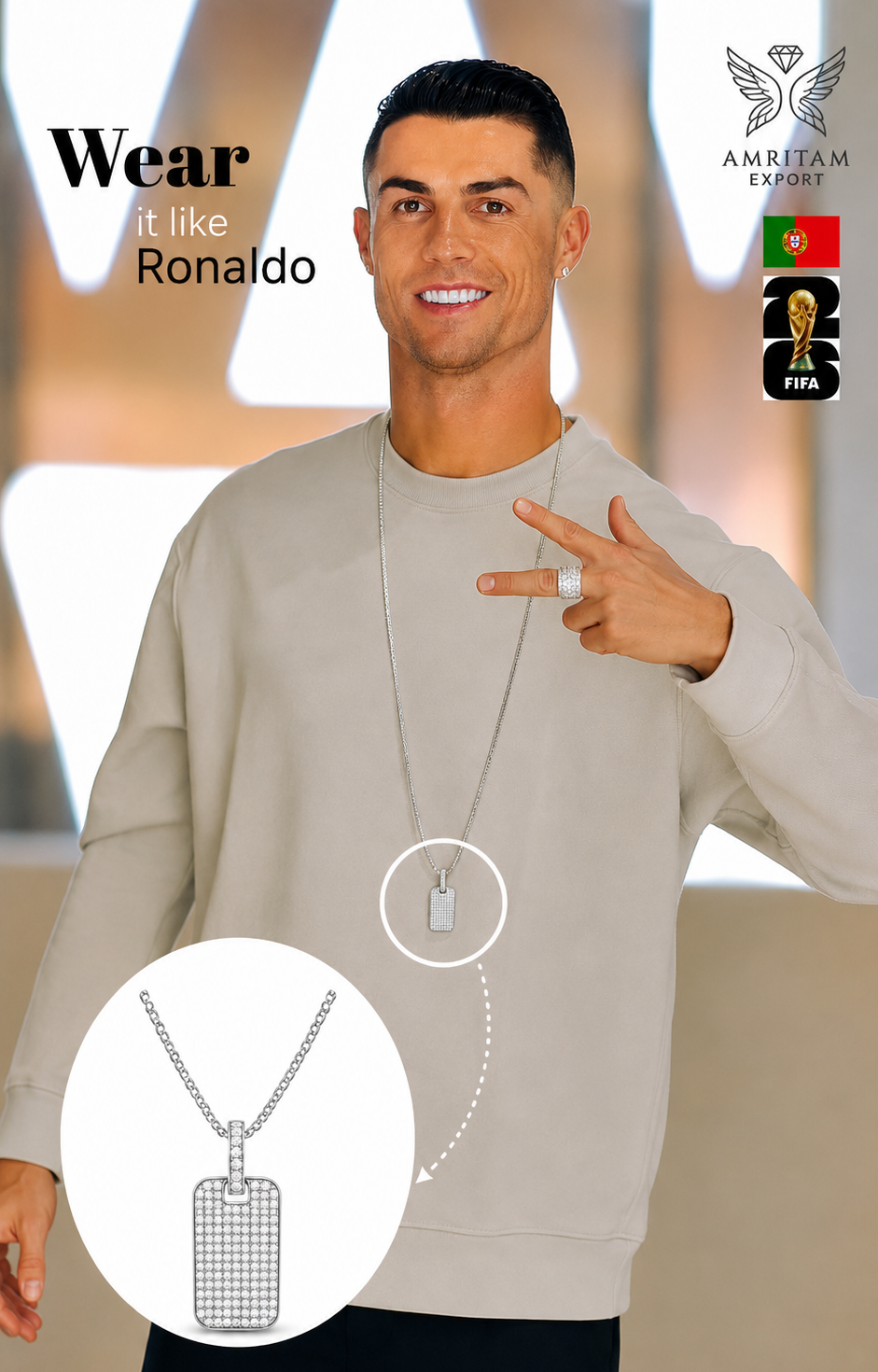 Diamond Dog Tag Pendant Necklace
