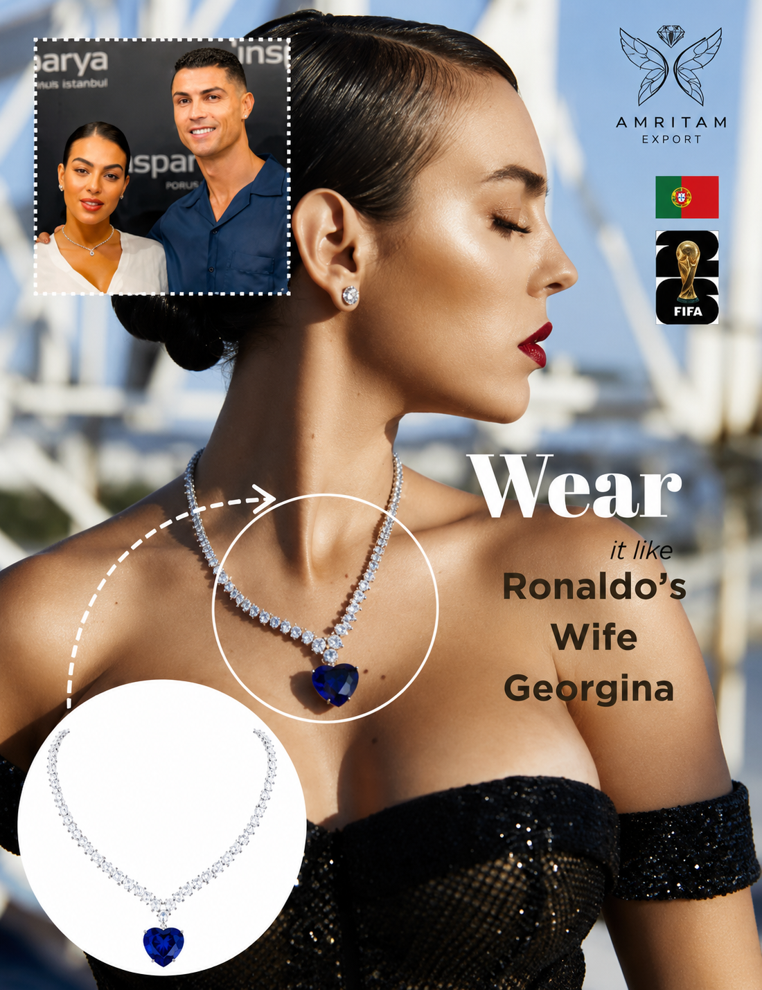 Blue Heart Diamond Pendant Necklace