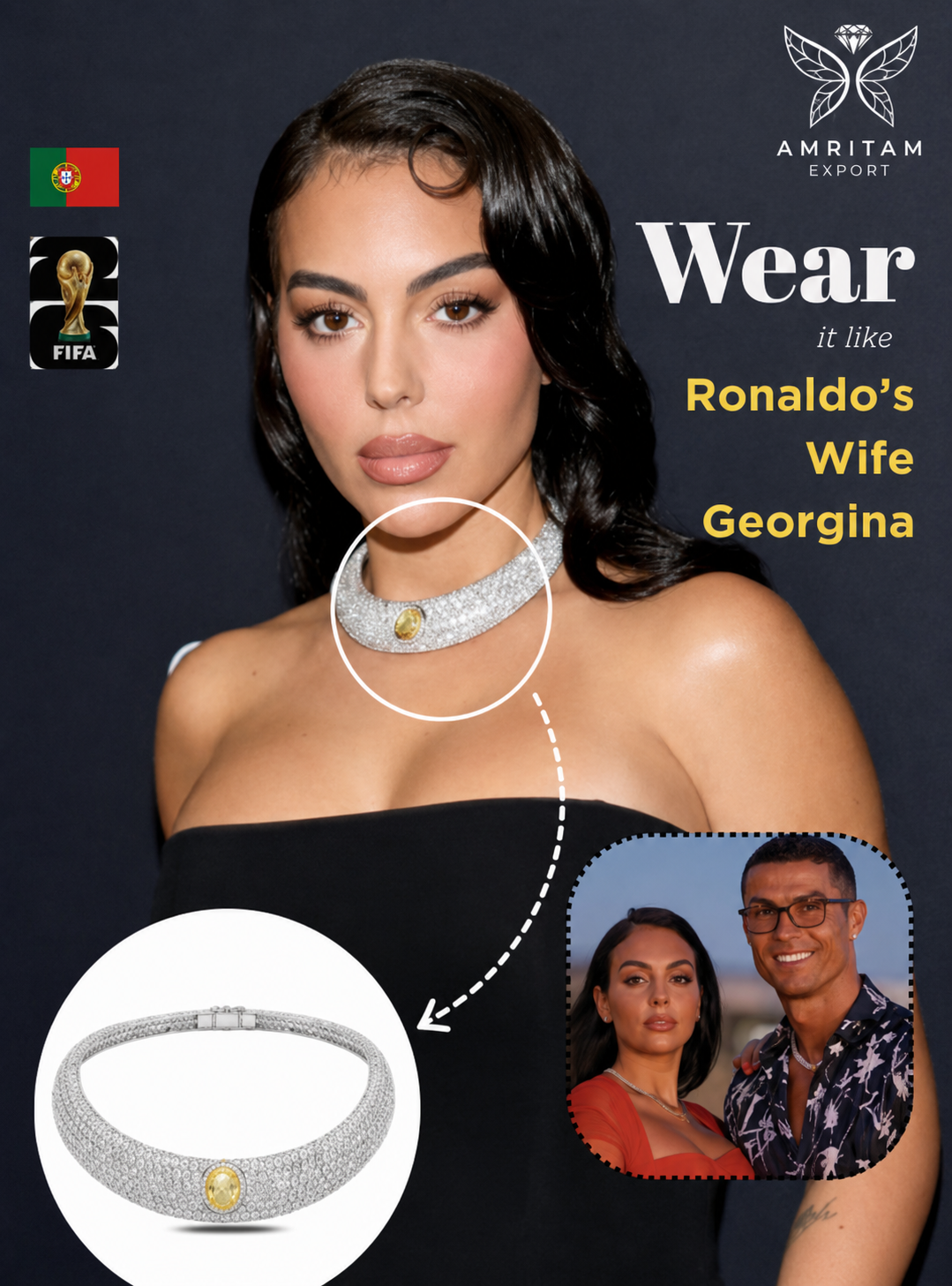 Diamond Pavé Choker Necklace with Yellow Diamond Accent&nbsp;