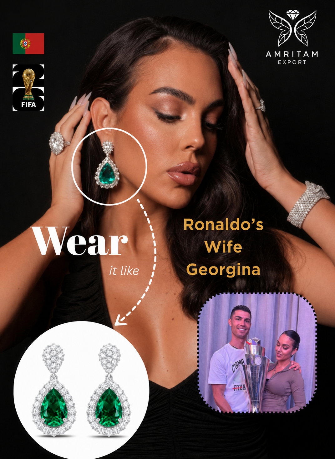 Emerald Pear Drop Diamond Earrings