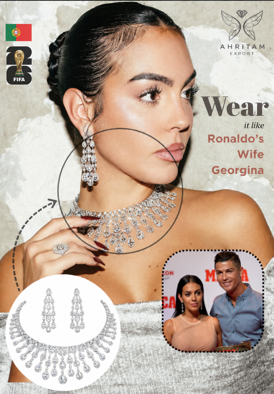 Diamond Waterfall Bridal Necklace &amp; Earrings Set