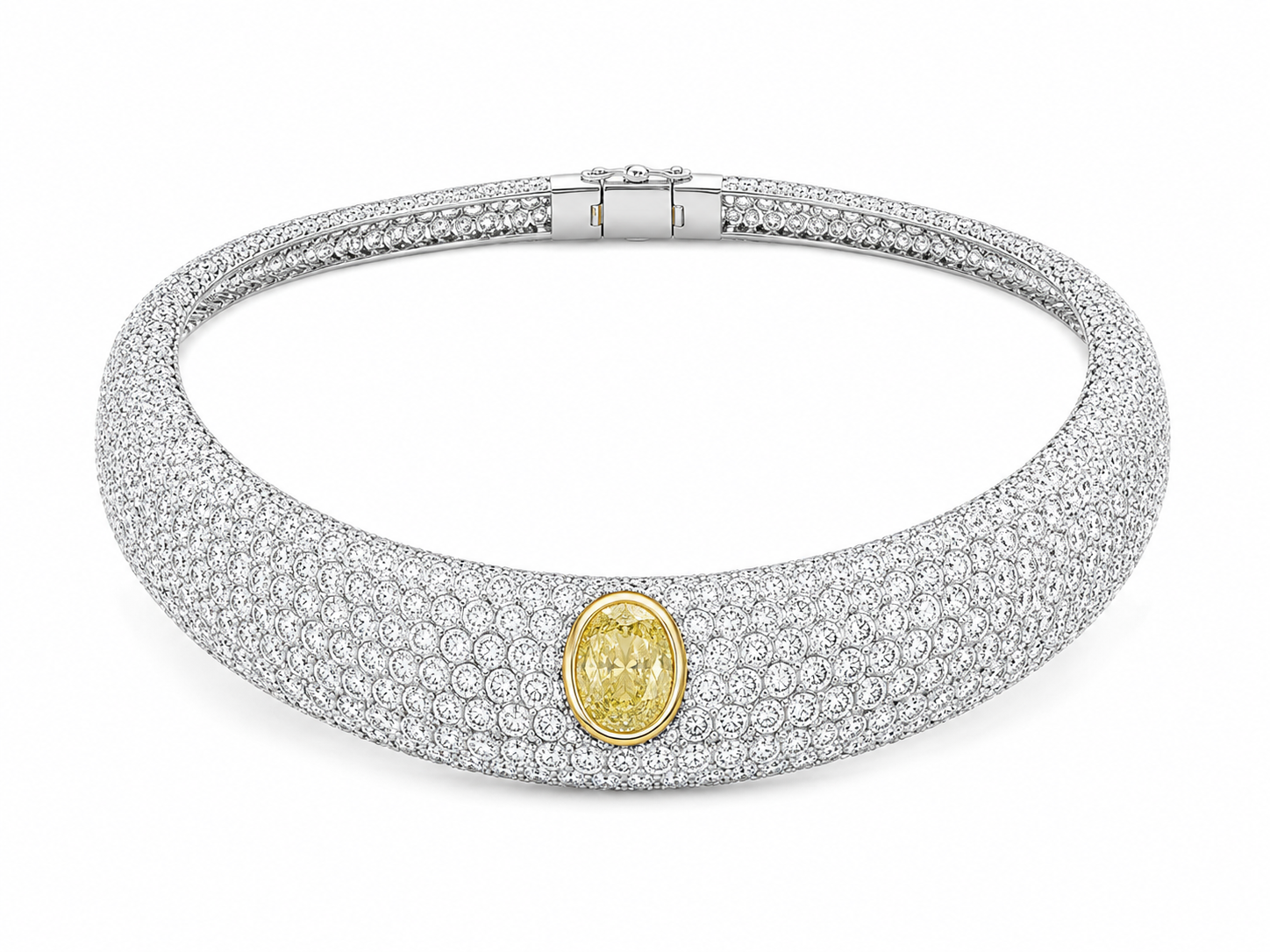 Diamond Pavé Choker Necklace with Yellow Diamond Accent&nbsp;