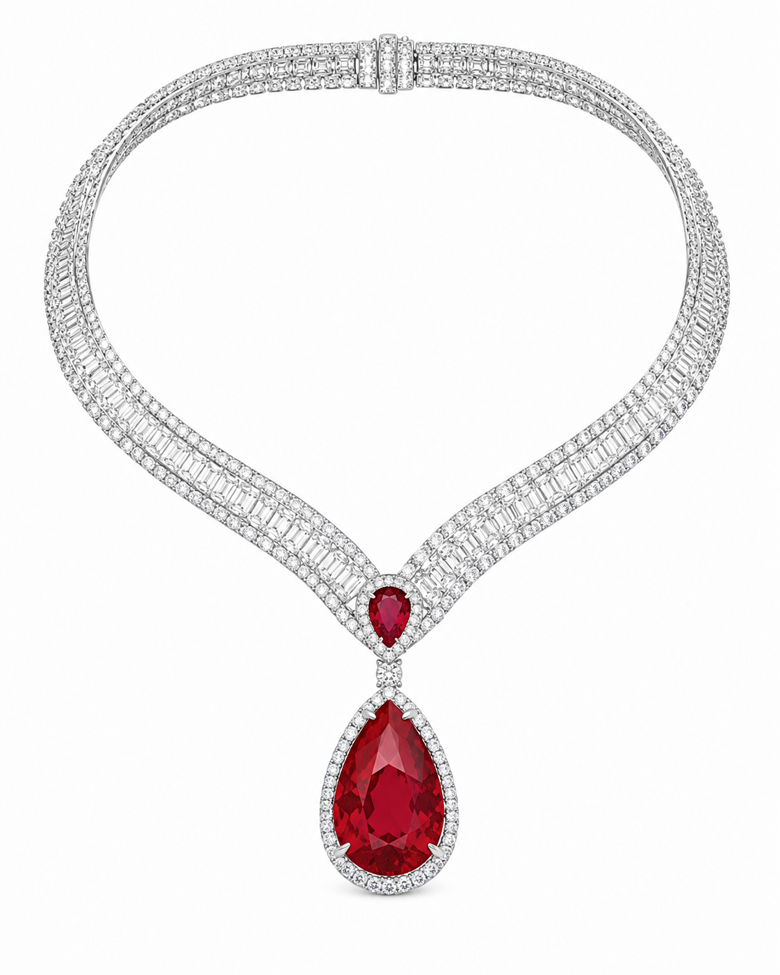 Ruby Drop Diamond Necklace