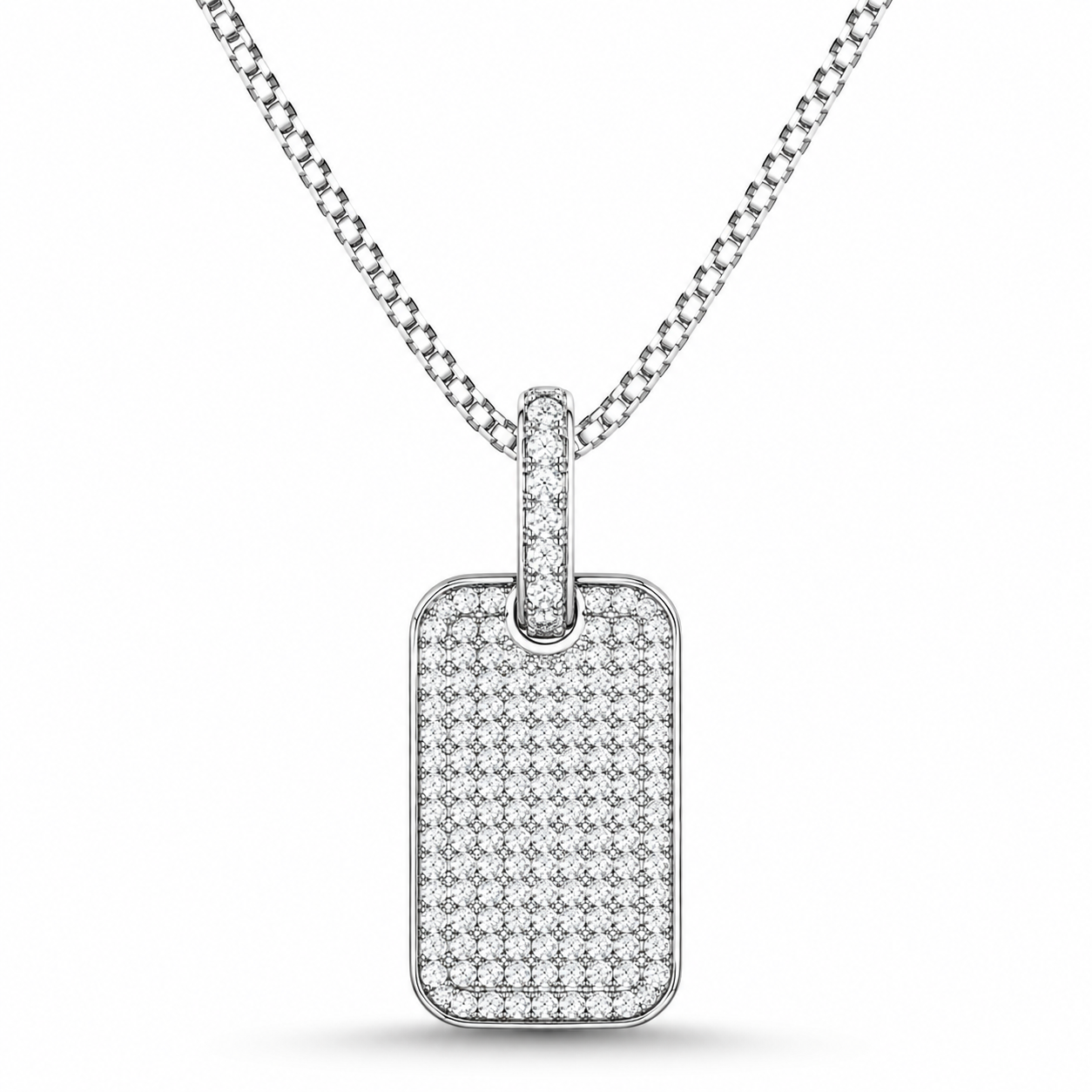 Diamond Dog Tag Pendant Necklace