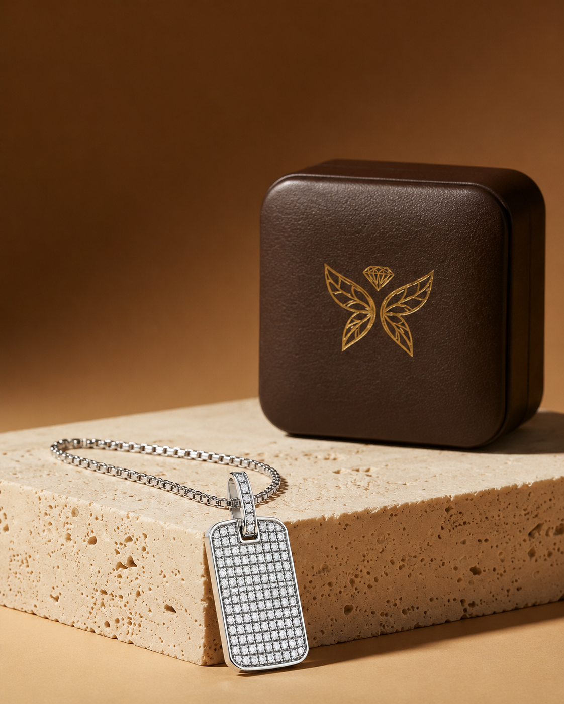 Diamond Dog Tag Pendant Necklace
