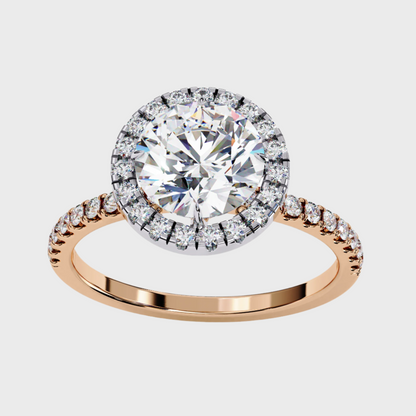 Round Halo Diamond Engagement Ring in White Gold