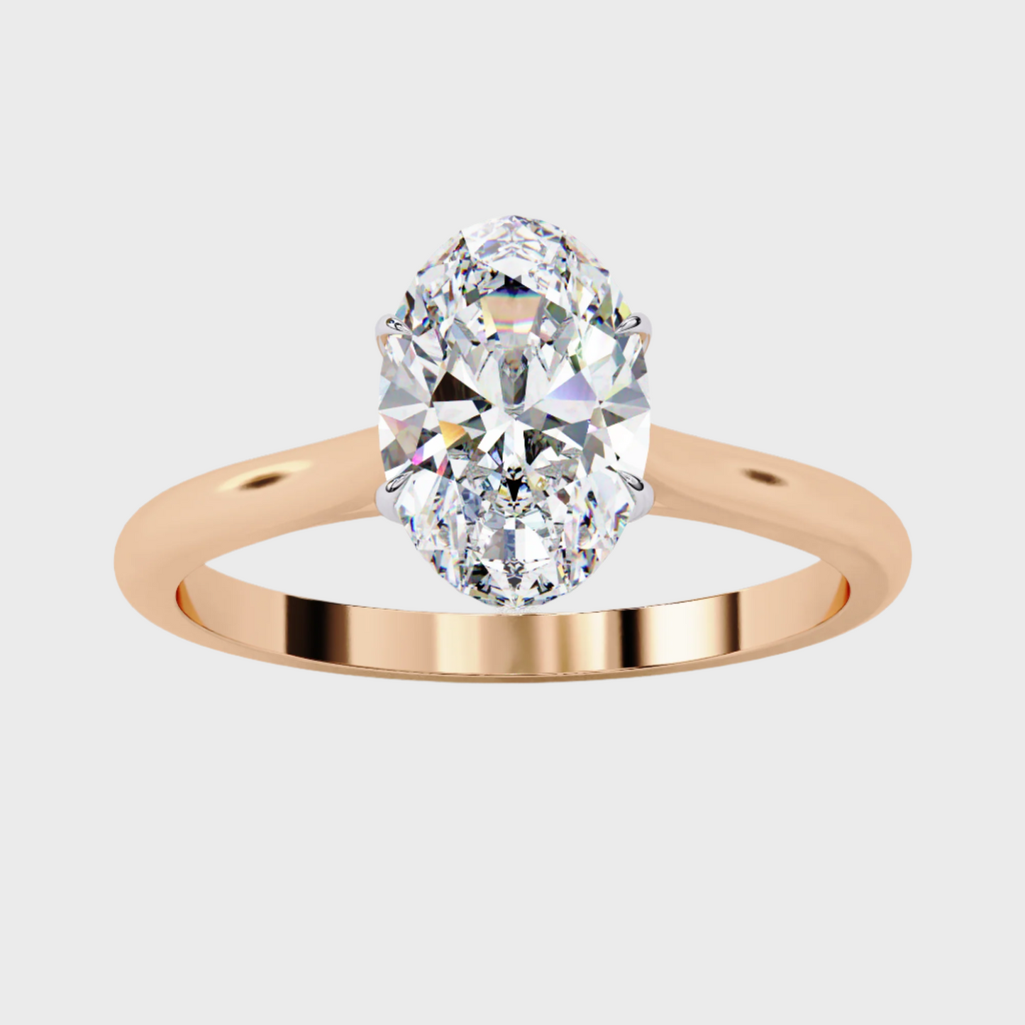 Oval-Cut Diamond Solitaire Engagement Ring in Rose Gold