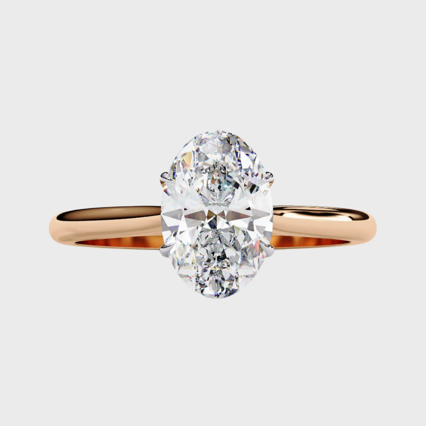 Oval-Cut Diamond Solitaire Engagement Ring in Rose Gold