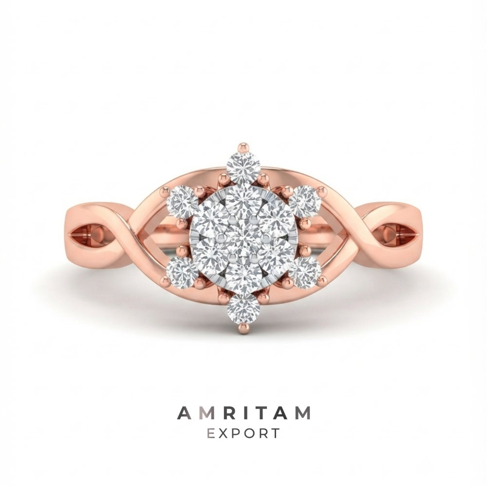 Geometric Starburst Rose Gold Statement Ring