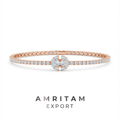 Rose Gold Floral Cluster Center Diamond Tennis Bracelet