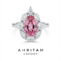 The Luminous Pear Pink Gemstone Halo Statement Ring