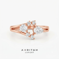 Round & Pear Cut Open Frame Rose Gold Statement Ring
