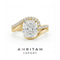 Cushion Cut Curved Pave Gold Bridal Ring Set