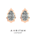 Pear Cut Diamond Scalloped Frame Stud Earrings