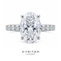 Oval Cut Pave Band White Gold Engagement Ring