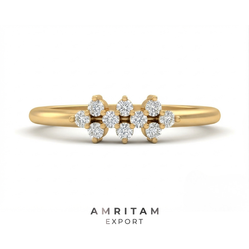 Triple-Column Stacked Yellow Gold Statement Ring