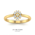 Round Floral Yellow Gold Statement Ring