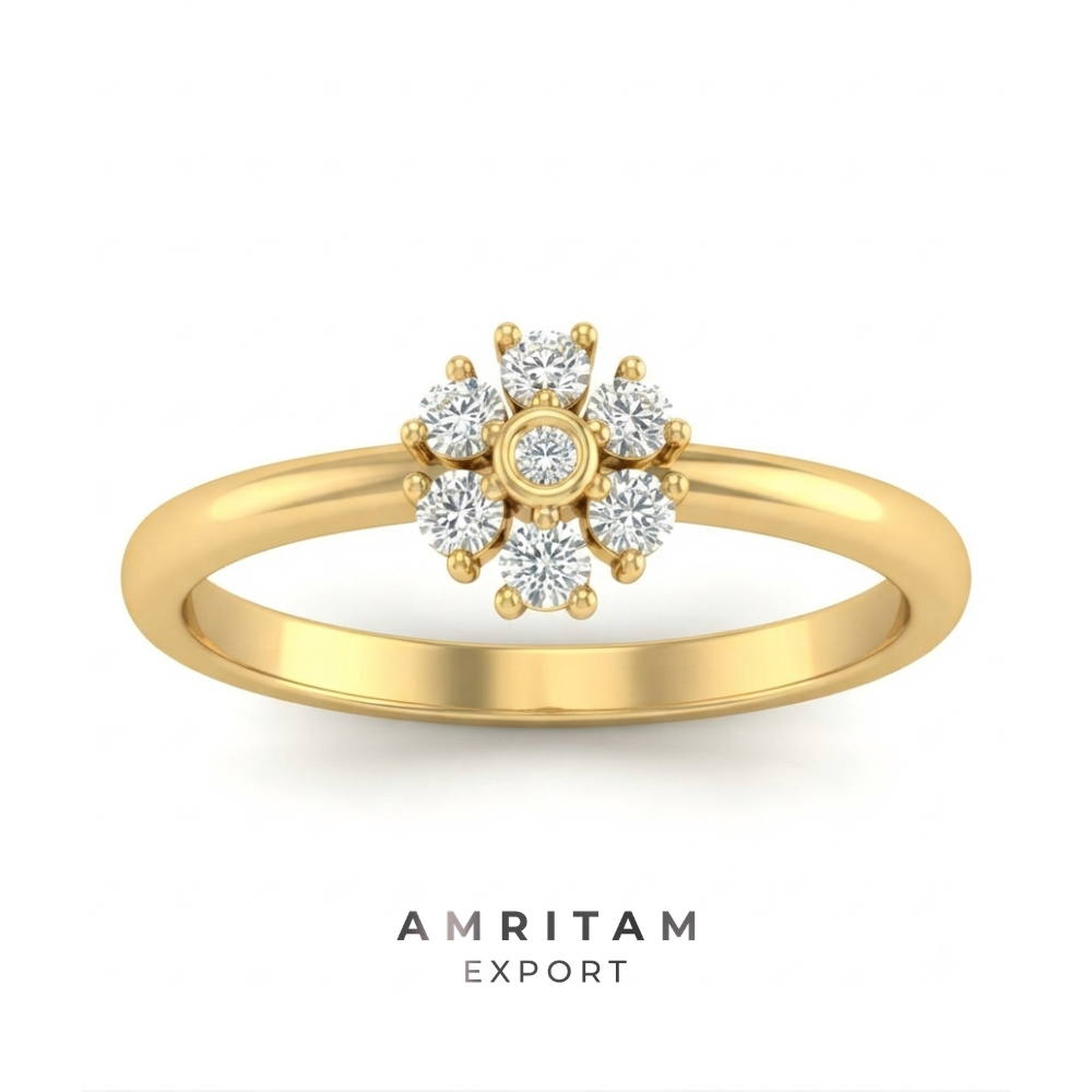 Round Floral Yellow Gold Statement Ring