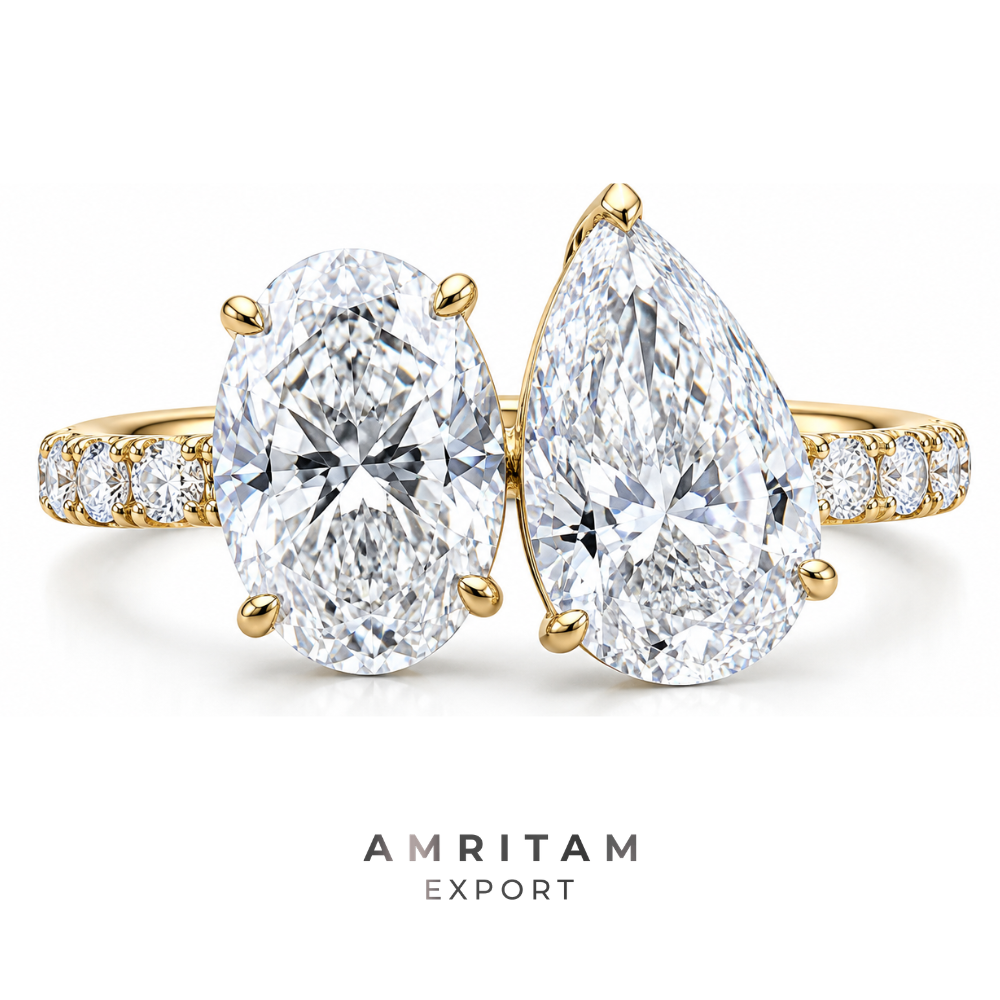 The Luminous Toi et Moi Oval & Pear Cut Double Stone Statement Ring
