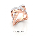 Wide Intertwined Pave Rose Gold Statement Ring