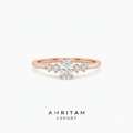 Oval & Round Cut Rose Gold Minimalist Statement Ring