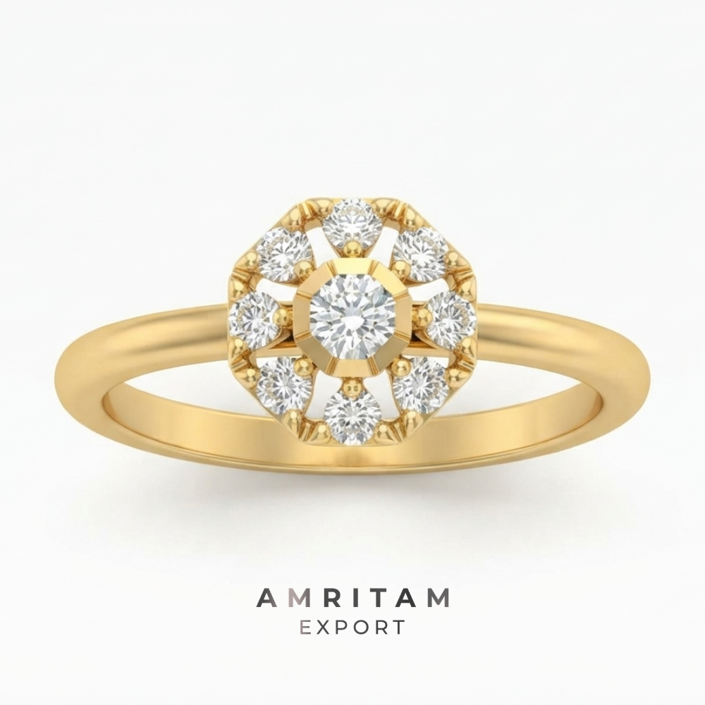 Lab-Grown Diamond Hexagon Cluster Ring