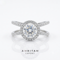 The Luminous Round Halo Split-Shank Statement Ring